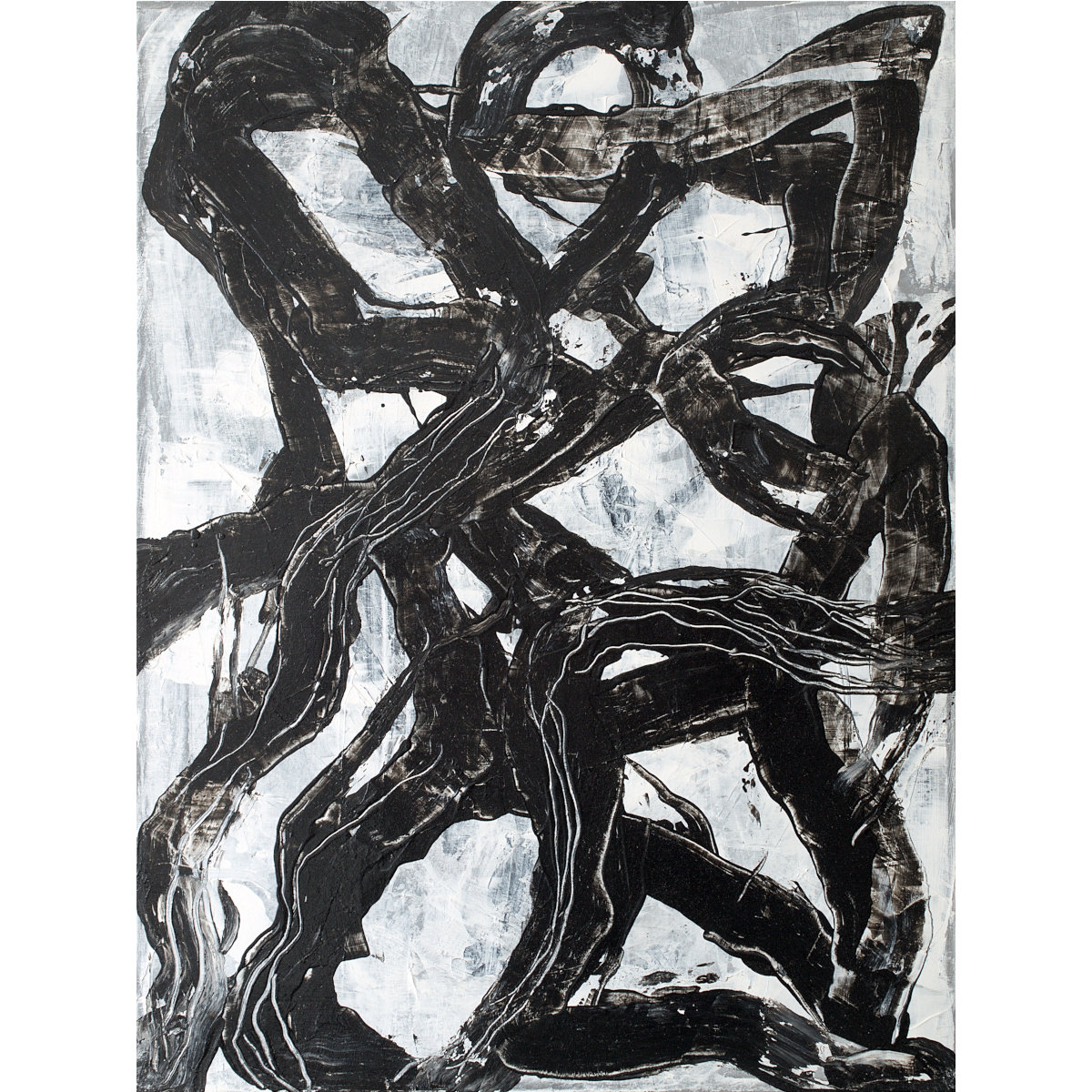 black and white abstract painting